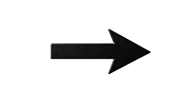 3d black arrow isolated on transparent background