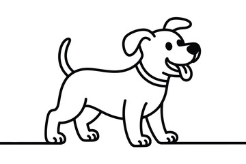 Fototapeta premium Black and white line art dog illustration with tongue out