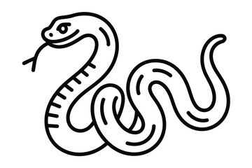Black and white line art illustration of a snake with its tongue out