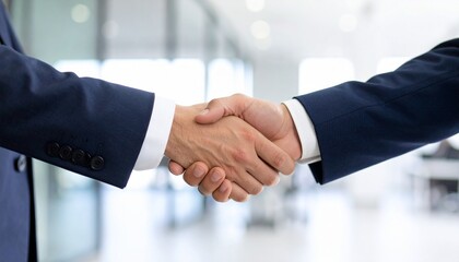 Close-up handshake between business partners in modern corporate setting