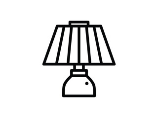 Flat table lamp outline symbol. Modern flat-style icon of a desk lamp with bold outline, ideal for UX wireframes, websites, and smart home apps.