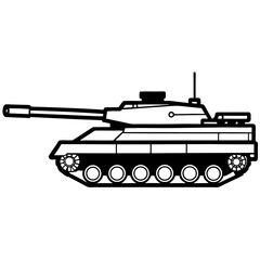 Fototapeta premium Tank Silhouette Vector Illustration Military Weapon Army Vehicle War Machine Isolated Design Element for Graphic Projects