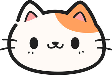 Cute hand drawn orange cat face cartoon doodle illustration