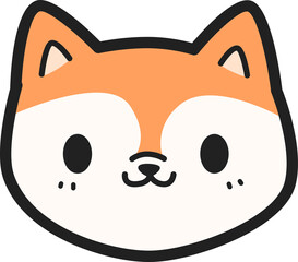 Cute hand drawn fox face cartoon doodle illustration