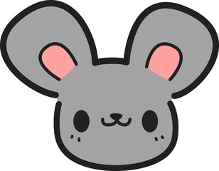 Cute hand drawn mouse face cartoon doodle illustration