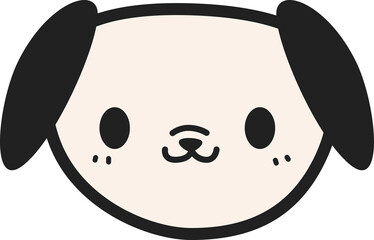 Cute hand drawn puppy dog face cartoon doodle illustration