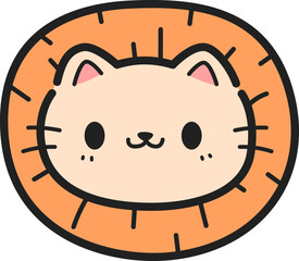 Cute hand drawn lion face cartoon doodle illustration