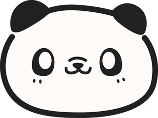 Cute hand drawn panda bear face cartoon doodle illustration