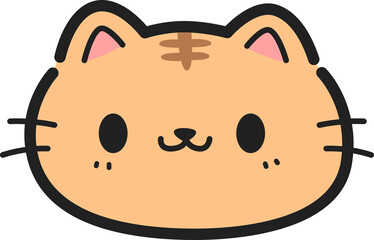 Cute hand drawn tiger face cartoon doodle illustration