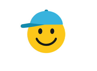 happy smiley face with blue hat