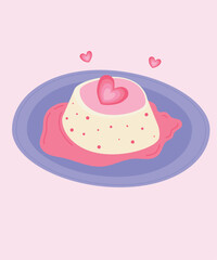 Flat Design Illustration with Sauce and Pudding Love Tasty 