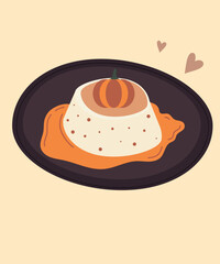 Flat Design Illustration with Sauce and Pudding Pumpkin Tasty 