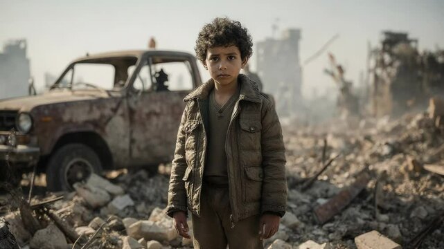 young boy lament the cruelty of the world after the war