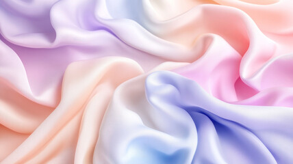 Fototapeta premium Close-up view of a gradient satin fabric. The fabric's smooth texture and beautiful color transitions make it a perfect example of vibrant and delicate design.