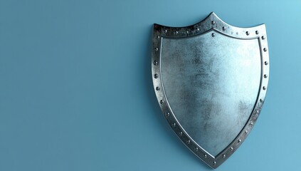 Metal shield against light blue backdrop