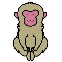 サル　座っている　イラスト