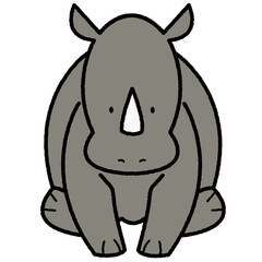 サイ　座っている　イラスト