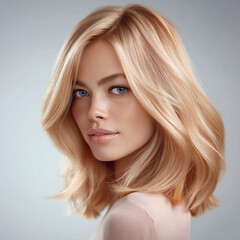 Naklejka premium Porträt einer attraktiven blonden Frau mit perfektem Styling und natürlichem Makeup