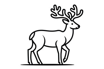 Obraz premium Black Line Art Deer Illustration on White Background