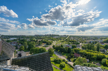 Aerial skyline view of Bedzin city in Poland. Europe