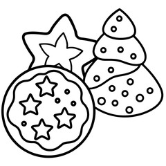 Festive Baked Goods Outline Illustration