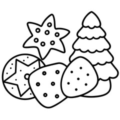 Festive Baked Goods Outline Illustration