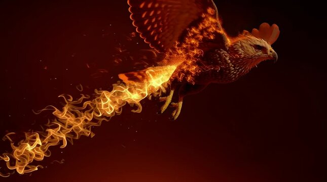 Soaring Ember: A majestic hawk emerges from a blazing inferno, its form sculpted by fiery plumes, embodying the indomitable spirit of renewal and soaring to new heights.