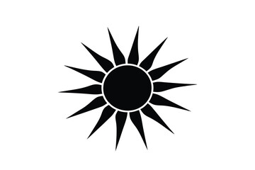 Minimalist Sun Silhouette Vector &ndash; Black Circle with Sharp Radiating Rays