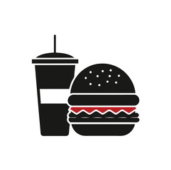 black-burger-and-drink-sillouetty-vector--fast-food-icon