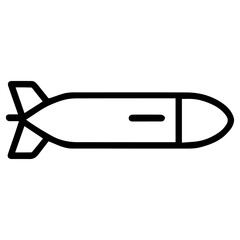 torpedo line icon vector on white background 
Vector gun icon on white background