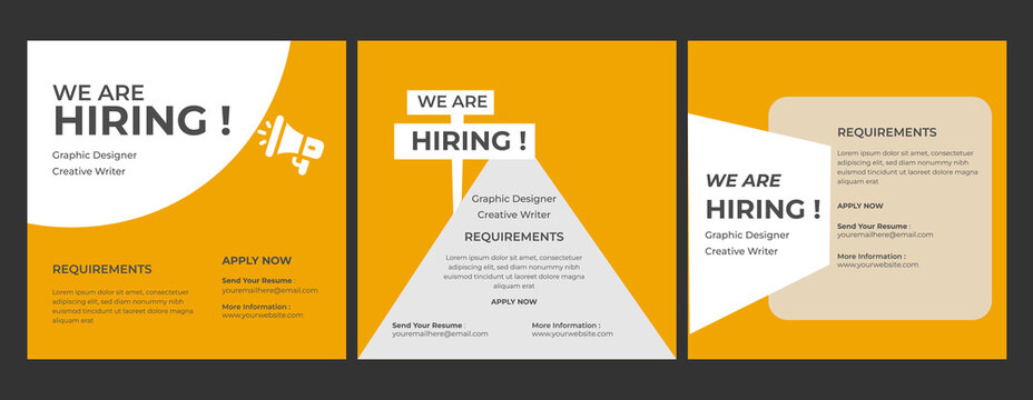 Professional vector template for we are hiring job vacancy announcement social media post design recruitment banner and employment promotion layout  We are hiring recruitment open job vacancy design 