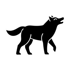 Obraz premium Black Glyph Wolf Icon, Wild Animal, Wildlife Symbol