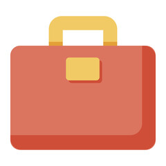 Flat design red briefcase icon isolated on white background.