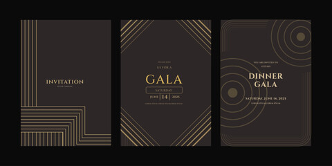 Elegant Gala Dinner Invitation Templates Geometric Art Deco Design