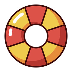 Colorful lifebuoy or swim ring cartoon style isolated on white background