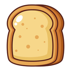 Cartoon bread slice plain toast illustration isolated on white background