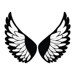 Fototapeta premium Angel wings vector illustration with bird feathers and flying silhouette design