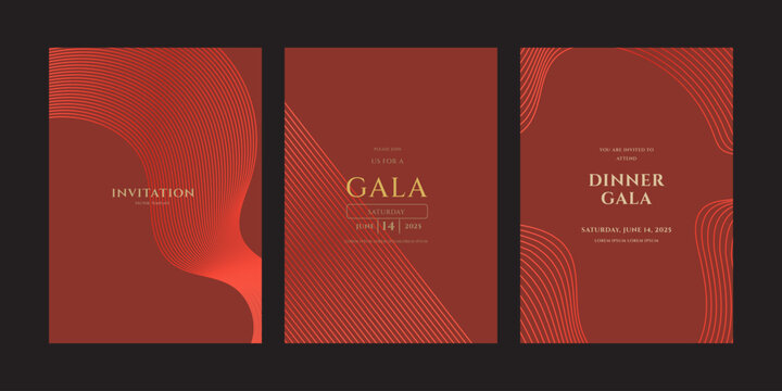 Elegant Red Dinner Gala Invitation Templates Vector Design