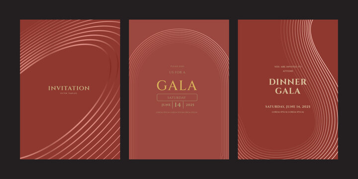 Elegant Red and Gold Gala Dinner Invitation Templates