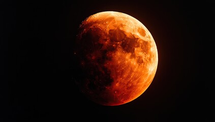 Blood moon, fiery orb in inky night