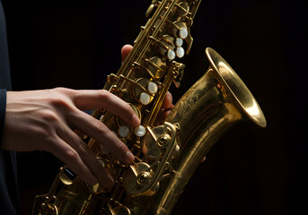 Obraz premium Saxophone performance closeup