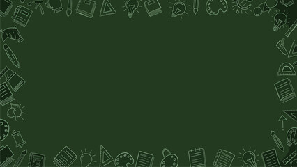Dark Green Back to School Border with Education Icons