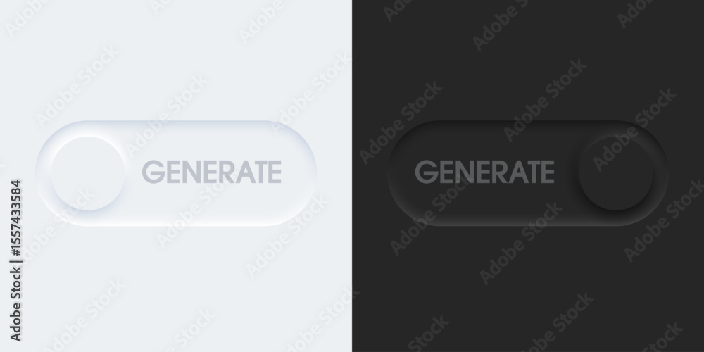 Aufkleber 3D generative AI button. AI generates toggle switch. legant neumorphic buttons. Element for website, mobile app, and navigation. Neumorphism design style. Vector illustration.