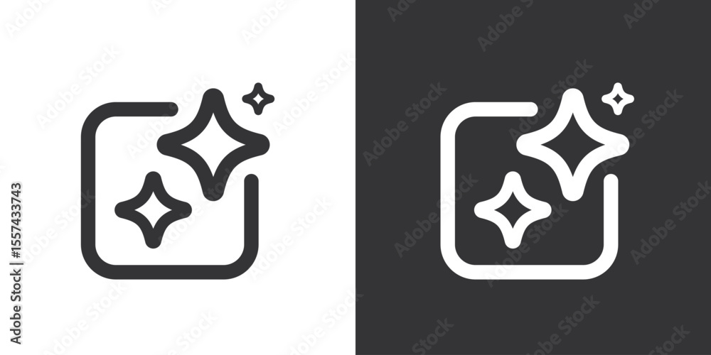 Aufkleber Generative AI user interface. AI star with square line icon. AI enters by command prompt to generate ideas. Icon Element for website, mobile app. Vector illustration.