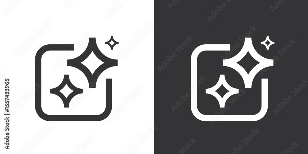 Aufkleber Generative AI user interface. AI star with square line icon. AI enters by command prompt to generate ideas. Icon Element for website, mobile app. Vector illustration.