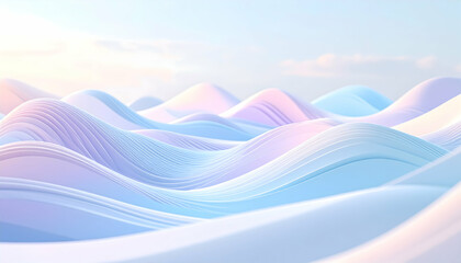 Abstract wavy landscape in soft pastel colors with gentle curves