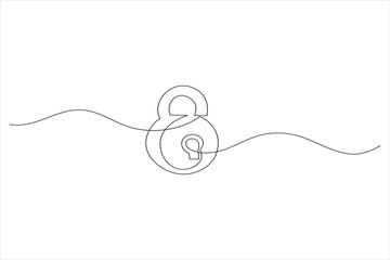 Continuous line padlock illustration simple secure lock outline vector isolated on white background