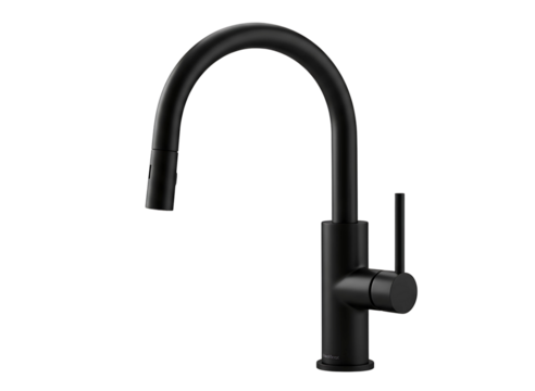 kitchen faucet with a high curved spout isolated on transparent background