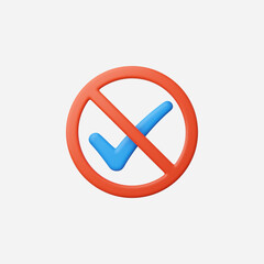 3d Realistic No True icon vector Illustration