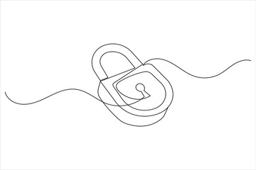 Continuous line padlock illustration simple secure lock outline vector isolated on white background